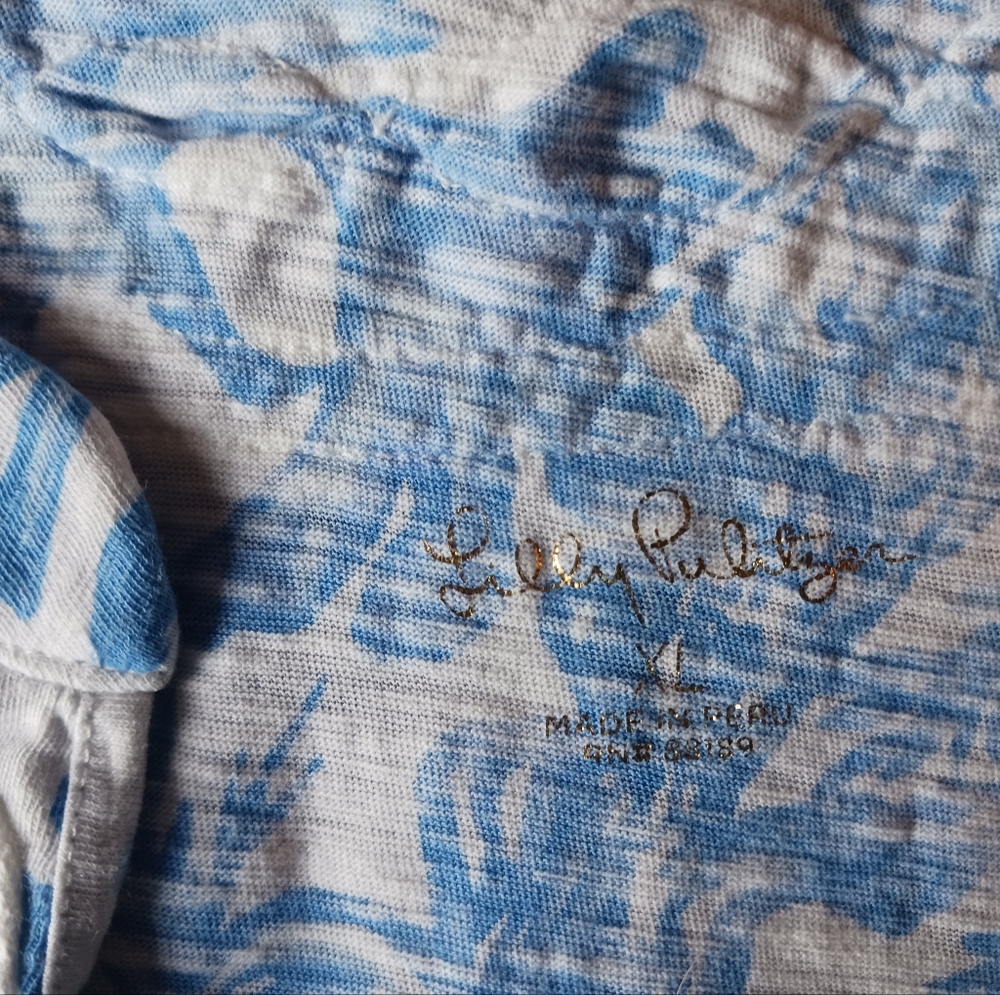 SOLD ELSEWHERE Lilly Pulitzer Blue and White 100% cotton knit Tunic XL mermaids! - Picture 2 of 10